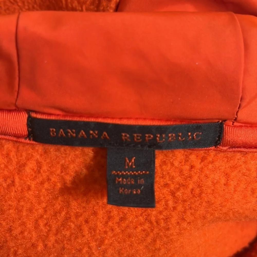 Banana Republic Orange Fleece Zip Hooded Jacket